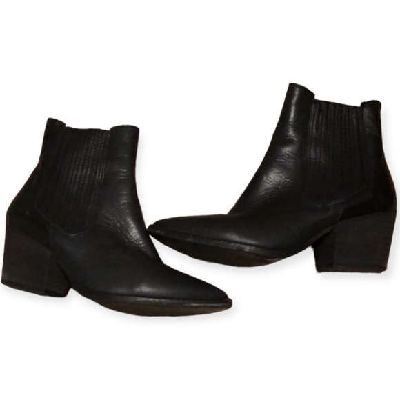 musse & Cloud Black Leather  Pull-on Ankle Boots Size 37 - Picture 1 of 8